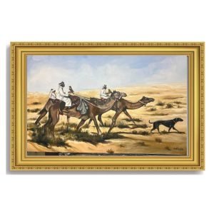 CAMEL AND SALUKI OIL PAINTING -90*60 FRAME SIZE