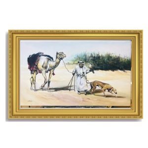 DESERT HUNTING ACRYLIC PAINTING-90*60 FRAME SIZE