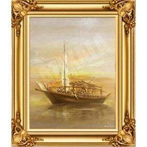 DHOW IN QATAR-THE HEART OF THE SEA- ACRYLIC PAINTING- 40CM*50CM FRAME SIZE