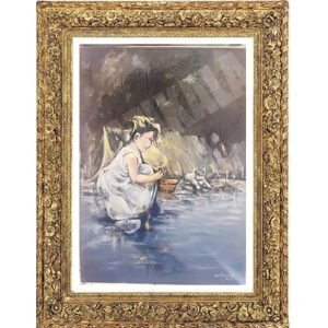 BABY-A MOMENT OF INNOCENCE- OIL PAINTING -20CM*30CM FRAME SIZE