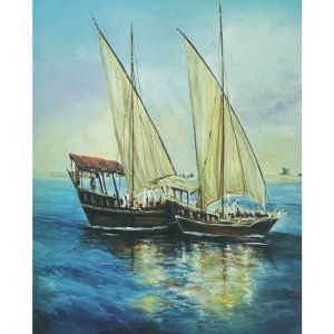FISHING BOAT-A PORTRAIT OF LIFE AND LIVELIHOOD- ABSTRACT ACRYLIC PAINTING-20CM*30CM FRAME SIZE