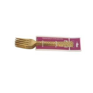 HOME LIFE S.S REGENCY DINNER FORK -GOLD & ZIGZAG -6PCS SET (GOLDEN COLOUR)