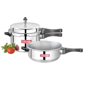 PREMIER ALUMINIUM PRESSURE COOKER 5 LTR & PRESSURE PAN SMALL COMBO