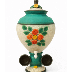 Clay Water Dispenser with Two Cups