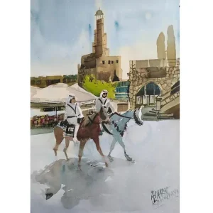 Watercolor Painting-Souq Waqif-Framed