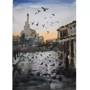 Watercolor Painting- Souq Waqif Framed