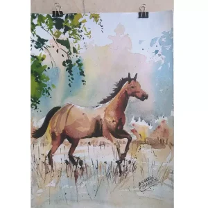 Watercolor Painting- Arabian Horse Original Canvas UnFramed