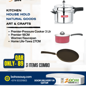 PREMIER-PRESSURE COOKER 3 LTR +18 CM SAUCE PAN +HOME LIFE-TAWA 27CM-COMBO - 3 IN 1