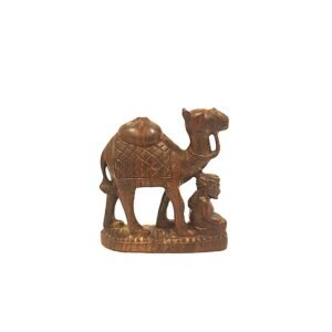 Camel with Cameleer-Wooden Handcrafted Sculpture-12cm Length * 12cm Height- Show Piece