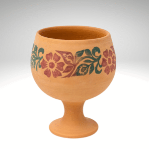 Handcrafted Floral Clay Cup–Traditional Terracotta Drinking Cup