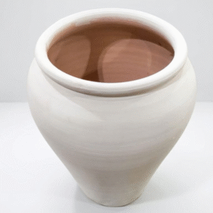 White Finish Terracotta Mud Pot - 50 cm height