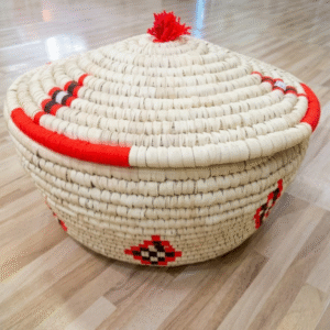 Handcrafted Woven Storage Basket with Lid-35 CM Dia
