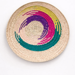 Handcrafted Multicolor Round Straw Mat- 40 CM Dia