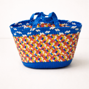 Handmade Multicolor Blue Woven Plastic Bag