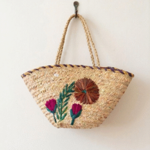 Handcrafted Woven Straw Floral Bag
