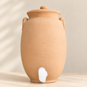 Traditional clay water dispenser with tap